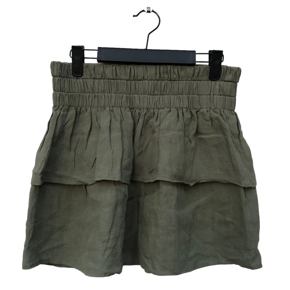 Emily Phillips Olive Green Two Tiered Skirt size Large - Picture 2 of 4
